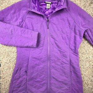 L.L. Bean Quilted Purple Full Zip Jacket Womens Fuzzy Lined Large Regular NEW